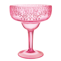 Boho Vibes Pink Floral Plastic Margarita Glass Debossed Finish x1