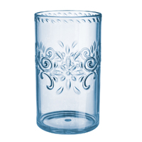 Boho Vibes Blue Floral Highball Tumbler Debossed Finish x1