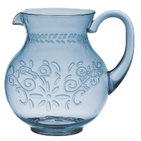 Boho Vibes Blue Floral Pitcher Jug Debossed Finish