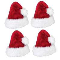 Christmas Adult Santa Hat 4 Guest Deluxe Party Pack