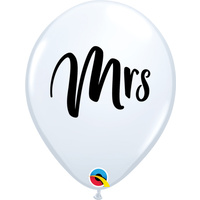 Wedding Mrs - White & Black Latex Balloons 5 Pack
