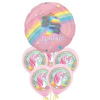 Unicorn Party Holographic Iridescent Foil with Latex Balloon Party Pack