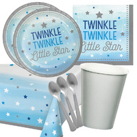 Twinkle Twinkle Little Star Boy Birthday- Baby Shower 16 Guest Deluxe Tableware Party Pack