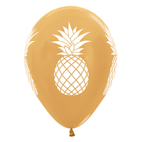 Pineapple Metallic Pearl Gold Balloons 6 Pack