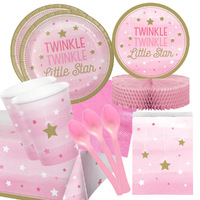 1st Birthday Girl Twinkle Little Star 16 Guest Deluxe Tableware Pack