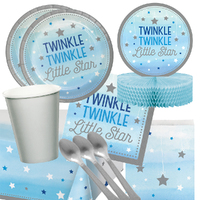 Baby Shower/ Birthday Boy Twinkle Little Star 16 Guest Deluxe Tableware Pack