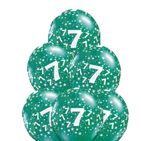 7th Birthday Jewel Green Colour Star Age Print Latex Balloons 6 Pack