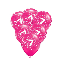 7th Birthday Jewel Magenta Latex Balloons 6 Pack