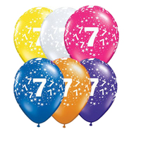 7th Birthday Jewel Latex Balloons 25 Pack (6 Colours)