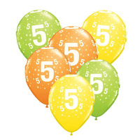 5th Birthday Stars Printed Tropical Assorted Latex Balloons 25 Pack