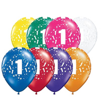 1st Birthday Jewel Colour Confetti Print Balloon 25 Pack (8 colours)