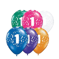 1st Birthday Jewel Colour Confetti Print Balloon 25 Pack (6 colours)