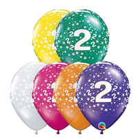 2nd Birthday Jewel Star Print Latex Balloons 25 Pack (6 Colours)