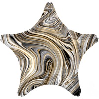Marbled Black Star Shaped Foil Balloon