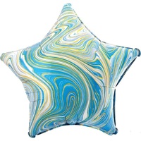 Marbled Blue Star Shaped Foil Balloon