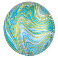 Blue Green Marbled Orbz Foil Balloon