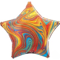 Marbled Colourful Star Shaped Foil Balloon