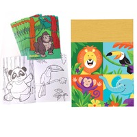 Jungle Animals Loot Bag and Colouring Book 8 Guest Party Pack