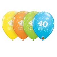 40th Birthday Confetti Print Tropical Latex Balloons 25 Pack