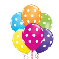 Rainbow Coloured Polka Dot Spotted Latex Balloons 6 Pack