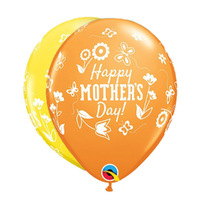 Mother's Day Springtime Floral Latex Balloons 6 Pack (Yellow & Orange)