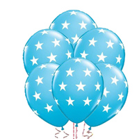 Blue Stars Latex Balloons 6 Pack
