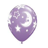 Baby Shower Moon and Stars Purple Latex Balloons 6 Pack