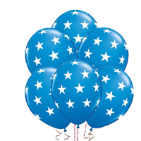 Dark Blue Star Latex Balloons 6 Pack