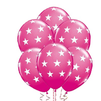 Magenta Pink Stars Latex Balloons 6 Pack