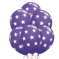 Purple Star Latex Balloons 6 Pack