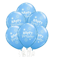 Happy Birthday Stars Design Blue Latex Balloons 6 Pack