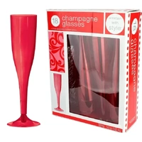 Red Plastic Champagne Wine Glasses