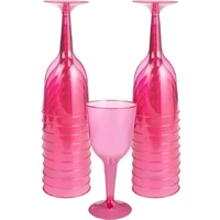 Pink Plastic Wine Glasses 18 Pack