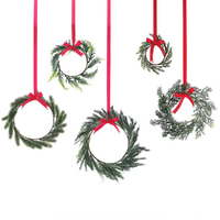 Christmas Rustic Red Mini Foliage Wreath Decorations 5 Pack