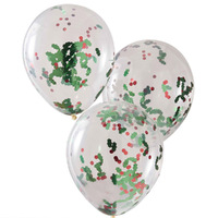 Christmas Holly And Berries Confetti Latex Balloons 5 Pack