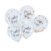 Baby Shower Twinkle Twinkle Confetti Boy Blue Latex Balloons 5 Pack