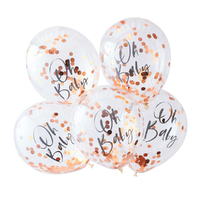 Baby Shower Twinkle Twinkle Confetti Oh Baby Rose Gold Latex Balloons 5 Pack