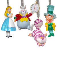 Christmas Disney Alice In Wonderland Tree Hanging Ornaments Set of 4