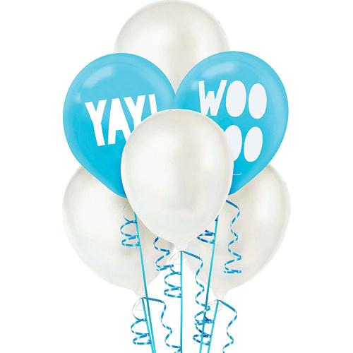 WOOHOO & YAY! Shimmering Party Iridescent Latex Balloons 6 Pack