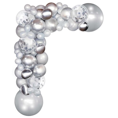 Silver Balloon DIY Garland Kit with 70 Assorted Balloons