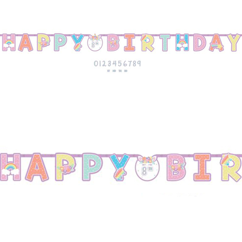Unicorn Party Add An Age Letter Happy Birthday Banner 