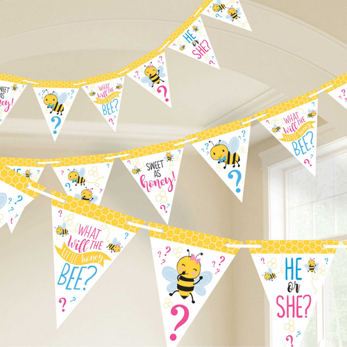 Baby Shower What Will It Bee? Paper Pennant Banner