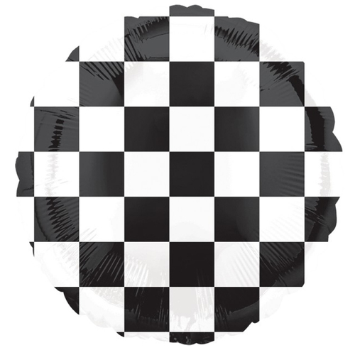 Racing Car Checkerboard Round Foil Balloon