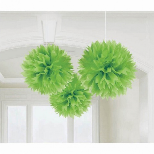 St Patrick's Day Fluffy Tissue Decorations Kiwi Green 3 Pack