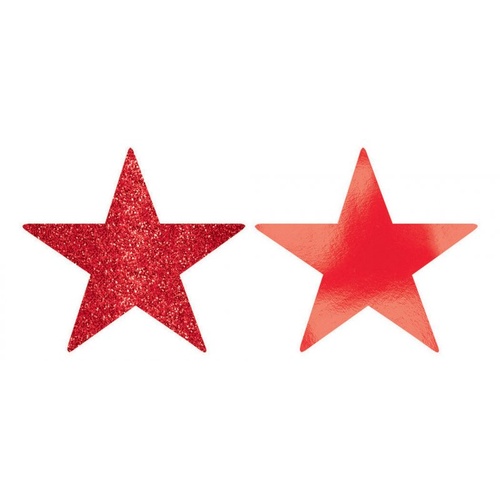 Hollywood Apple Red Solid Star Cutouts Foil & Glitter - 5 Pack