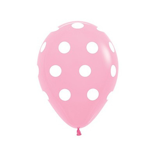 Polka Dots on Fashion Pink Latex Balloons 12 Pack