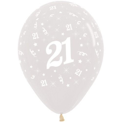 21st Birthday Clear Latex Balloons 25 Pack