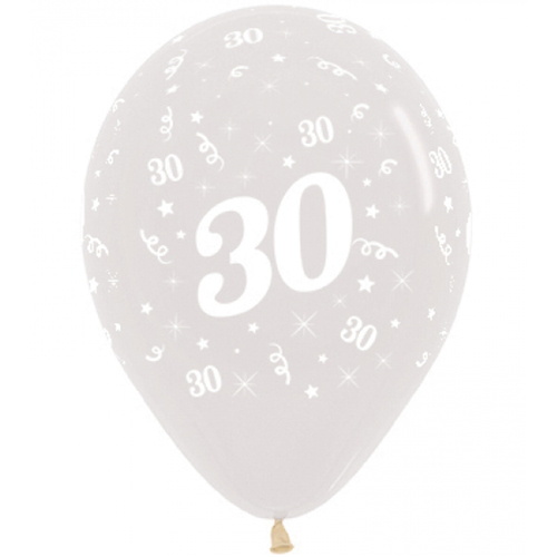 30th Birthday Clear Latex Balloons 25 Pack
