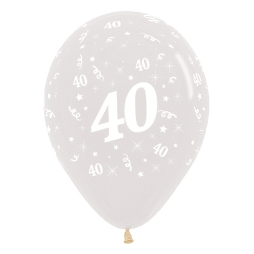 40th Birthday Clear Latex Balloons 25 pack