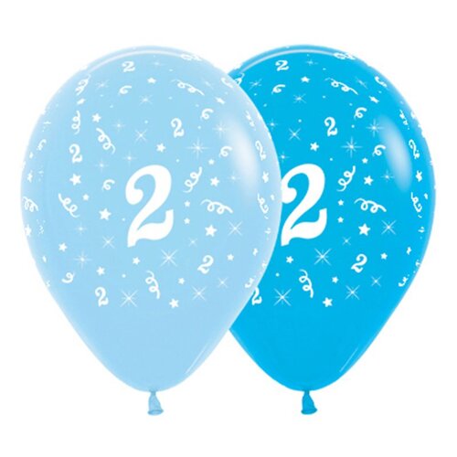 Boys 2nd Birthday All Over Stars Blue Latex Balloons 6 Pack